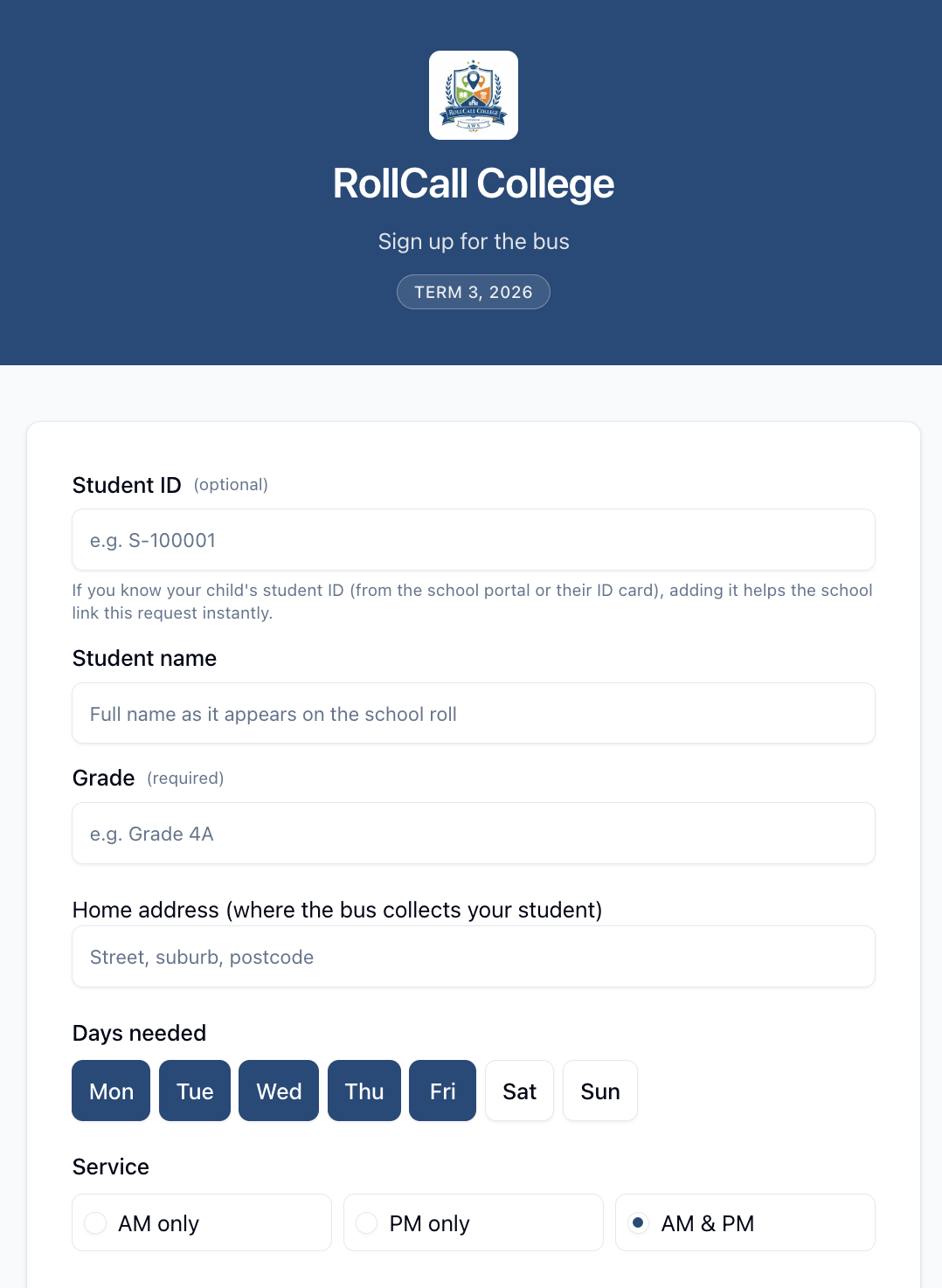 02 · Sign-up form - placeholder